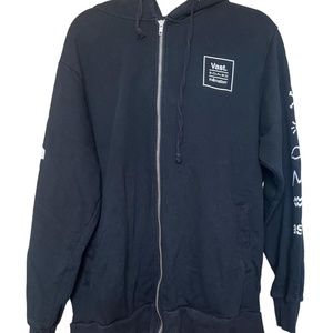 In4mation x Vast collaboration black full zip jacket with back graphic